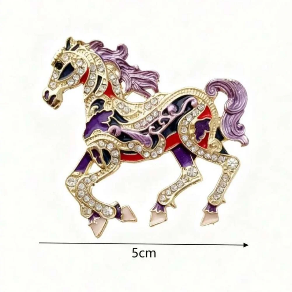 Sparkling Horse Brooch with Purple Accents - Picture 5 of 6